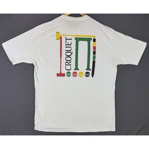 Vintage 90's Croquet White Shirt Promo Sports XL Color Rare Game Art
